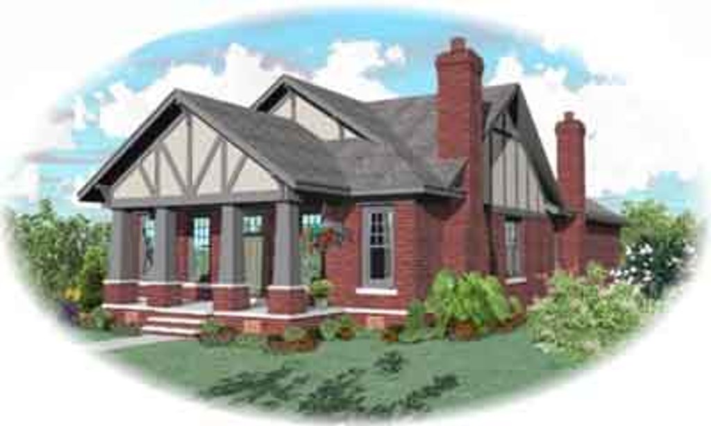 Bungalow Style House Plan - 4 Beds 3 Baths 3000 Sq/Ft Plan #81-1189