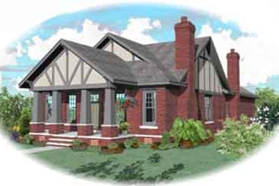 Exterior - Front Elevation for Bungalow House Plan #81-1189 - 4 bed, 3 bath