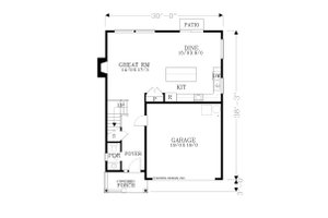 Floor Plan - Main Floor for Craftsman House Plan #53-561 - 3 bed, 2.5 bath