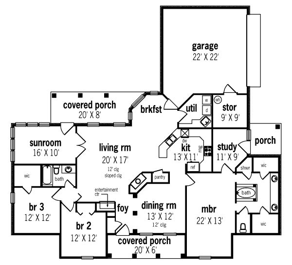 Traditional Floor Plan - Main Floor Plan #45-308