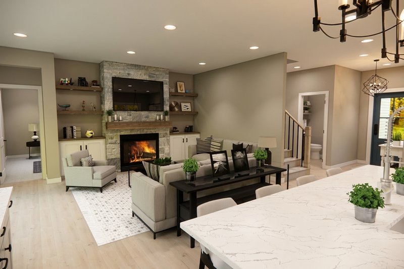 House Blueprint - Interior - Family Room for Farmhouse House Plan #51-1528 - 3 bed, 2.5 bath