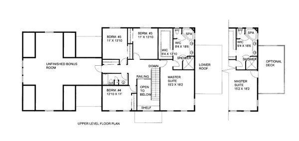 Traditional Floor Plan - Upper Floor Plan #117-945