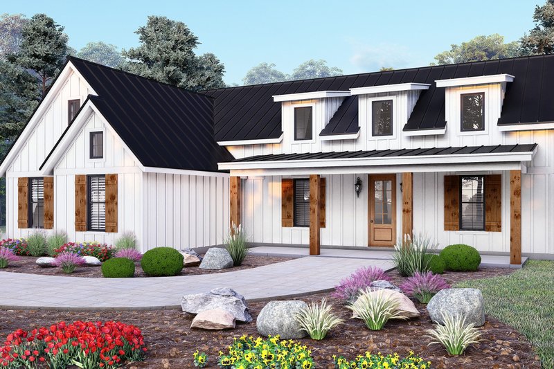 House Blueprint - Farmhouse Exterior - Front Elevation Plan #932-1320