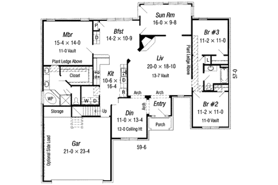 Floor Plan - Main Floor for European House Plan #329-114 - 4 bed, 2 bath