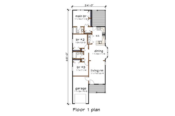 Floor Plan - Main Floor for Traditional House Plan #79-149 - 3 bed, 2 bath