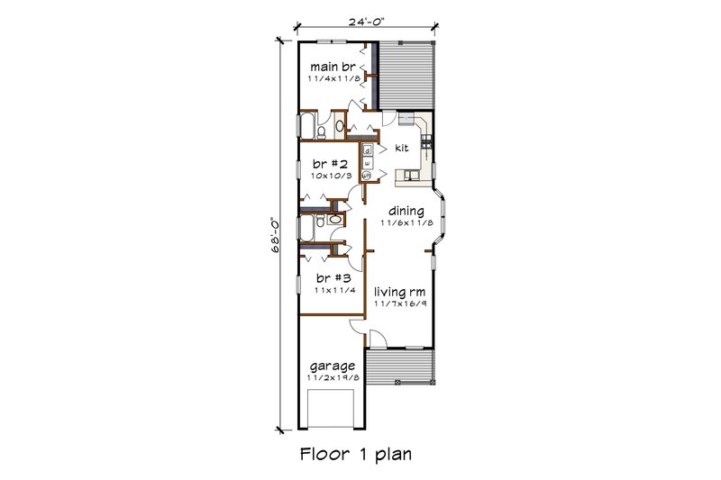 House Design - Floor Plan - Main Floor for Traditional House Plan #79-149 - 3 bed, 2 bath