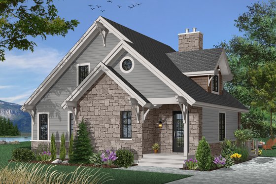 Exterior - Front Elevation 3 for Cottage House Plan #23-2047 - 3 bed, 2 bath