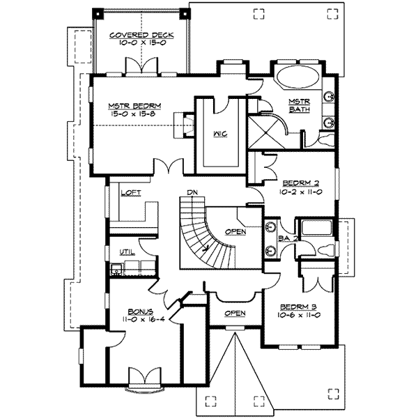 Craftsman Floor Plan - Upper Floor Plan #132-134