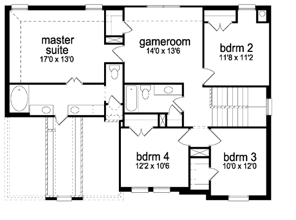 Architectural House Design - Traditional Floor Plan - Upper Floor Plan #84-373