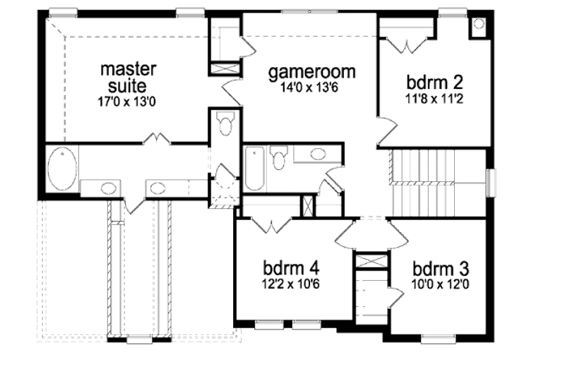 Dream House Plan - Floor Plan - Upper Floor for Traditional House Plan #84-373 - 4 bed, 2.5 bath