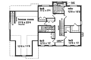 Floor Plan - Upper Floor for European House Plan #47-337 - 4 bed, 2.5 bath