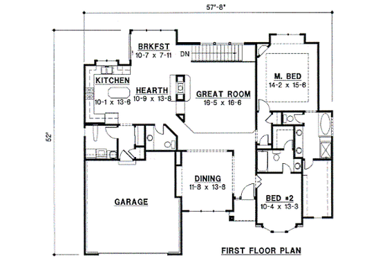 Floor Plan - Main Floor for European House Plan #67-692 - 3 bed, 3 bath