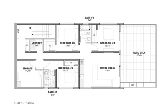 Floor Plan - Lower Floor for Modern House Plan #469-1 - 4 bed, 3.5 bath