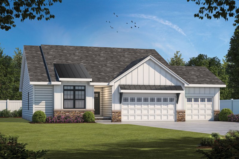 Dream House Plan - Exterior - Front Elevation 4 for Modern House Plan #20-2475 - 3 bed, 2 bath