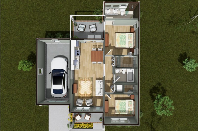 Architectural House Design - Floor Plan - Main Floor for Cottage House Plan #513-2456 - 2 bed, 2 bath