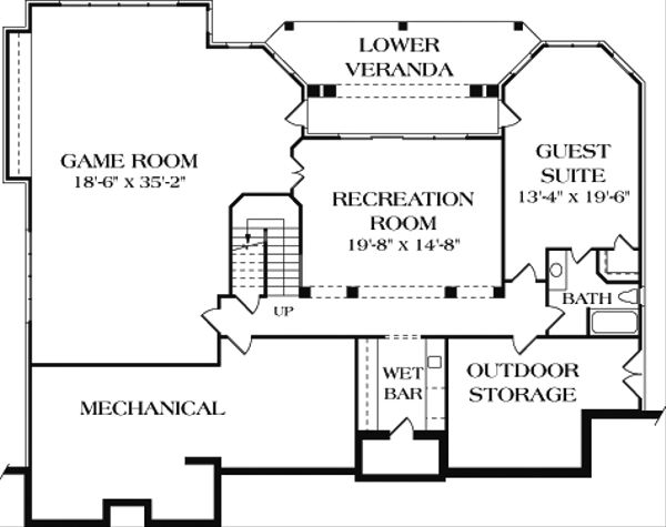 Home Plan - Colonial Floor Plan - Lower Floor Plan #453-17