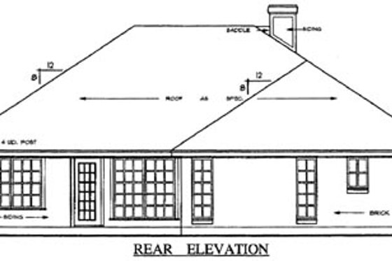 Exterior - Rear Elevation for Traditional House Plan #42-238 - 3 bed, 2 bath