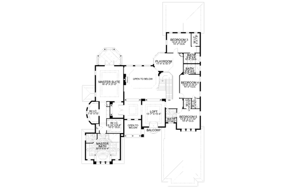 Floor Plan - Upper Floor for Mediterranean House Plan #420-176 - 5 bed, 6.5 bath