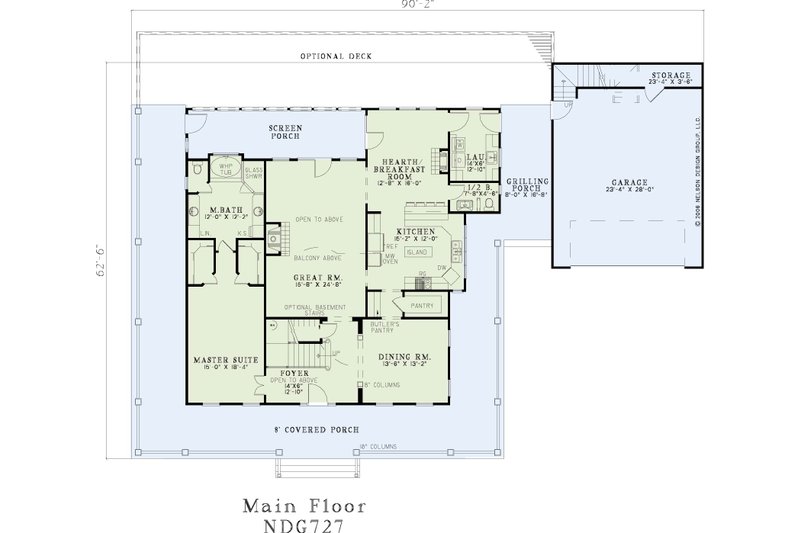 Home Plan - Floor Plan - Main Floor for Colonial House Plan #17-2933 - 4 bed, 4.5 bath