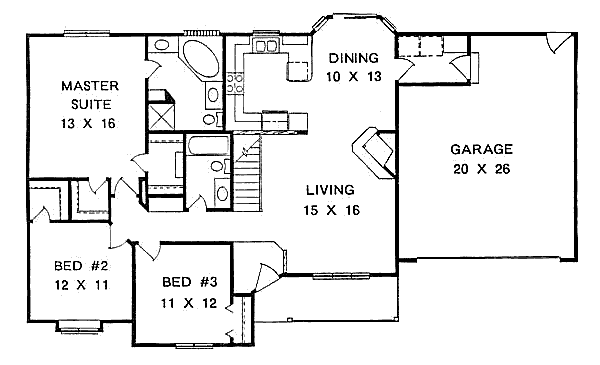 Home Plan - Ranch Floor Plan - Main Floor Plan #58-135