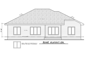 Exterior - Rear Elevation for Ranch House Plan #20-2508 - 2 bed, 3 bath