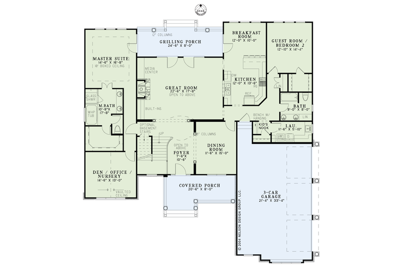 Home Plan - Floor Plan - Main Floor for European House Plan #17-2144 - 4 bed, 3 bath