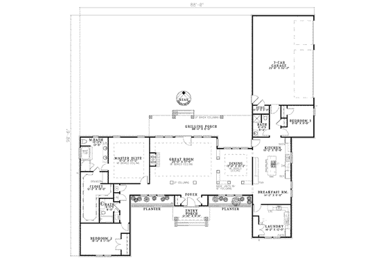 Floor Plan - Main Floor for European House Plan #17-2169 - 3 bed, 3 bath