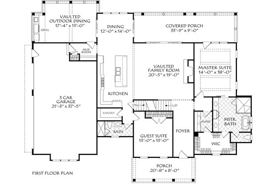 Floor Plan - Main Floor for Farmhouse House Plan #927-1013 - 4 bed, 3 bath