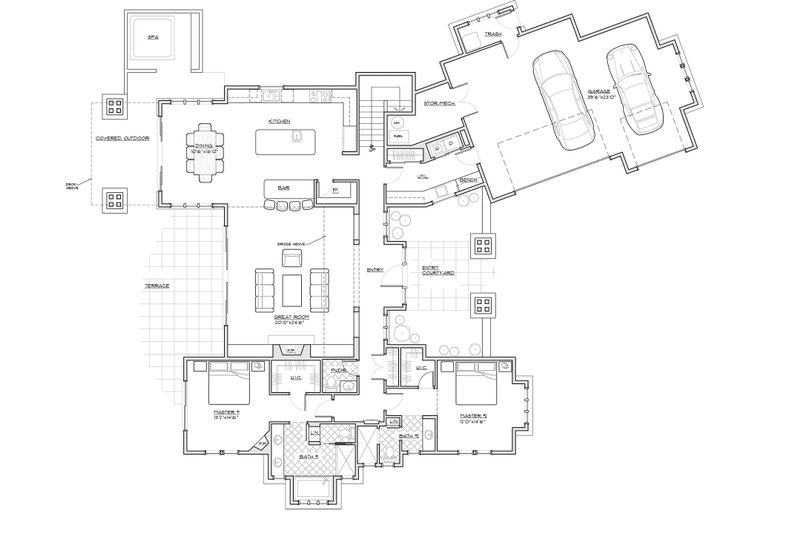 Architectural House Design - Craftsman style house plan, main level floor plan