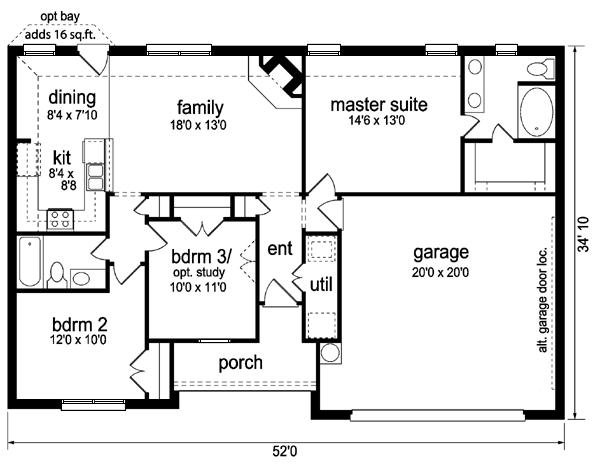 Cottage Floor Plan - Main Floor Plan #84-242