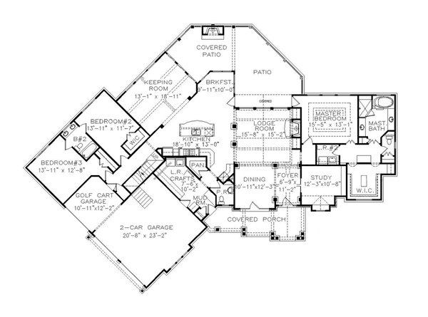 House Plan Design - Craftsman Floor Plan - Main Floor Plan #54-468