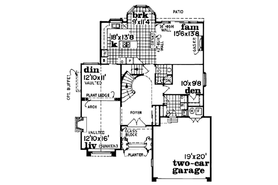 Floor Plan - Main Floor for Traditional House Plan #47-283 - 3 bed, 3 bath
