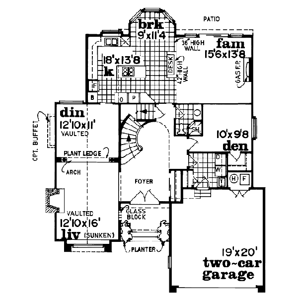 Floor Plan - Main Floor for Traditional House Plan #47-283 - 3 bed, 3 bath