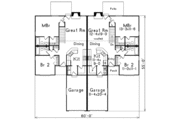 European Style House Plan - 2 Beds 2 Baths 1992 Sq/Ft Plan #57-147 