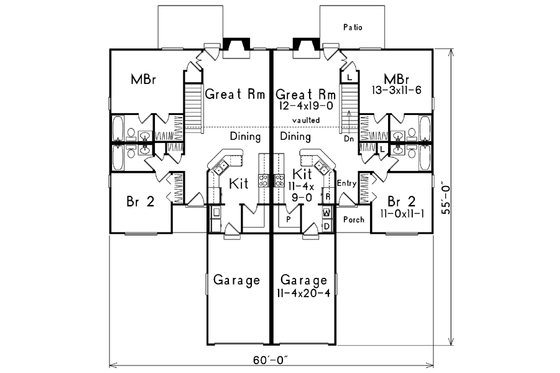 Floor Plan - Main Floor for European House Plan #57-147 - 2 bed, 2 bath