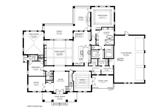 Floor Plan - Main Floor for Southern House Plan #1058-178 - 5 bed, 4.5 bath