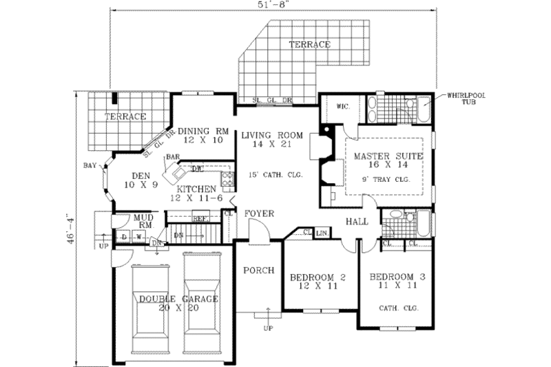 Dream House Plan - Floor Plan - Main Floor for Ranch House Plan #3-122 - 3 bed, 2 bath