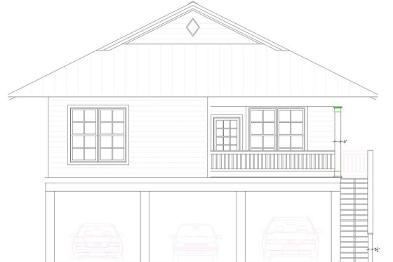 Exterior - Rear Elevation for Beach House Plan #932-907 - 3 bed, 2 bath