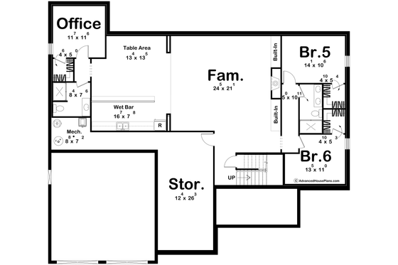 Floor Plan - Lower Floor for Traditional House Plan #455-349 - 4 bed, 3 bath