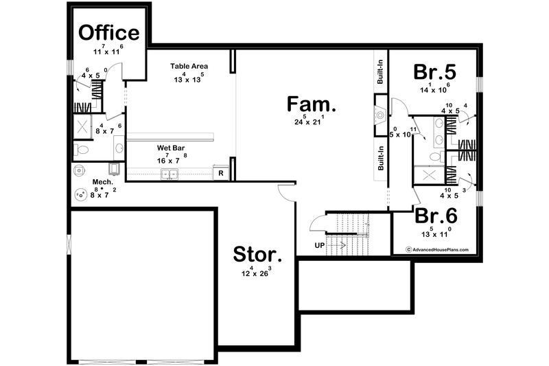 Home Plan - Floor Plan - Lower Floor for Traditional House Plan #455-349 - 4 bed, 3 bath