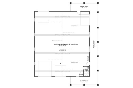 Floor Plan - Main Floor for Barndominium House Plan #1060-232, 1 bath