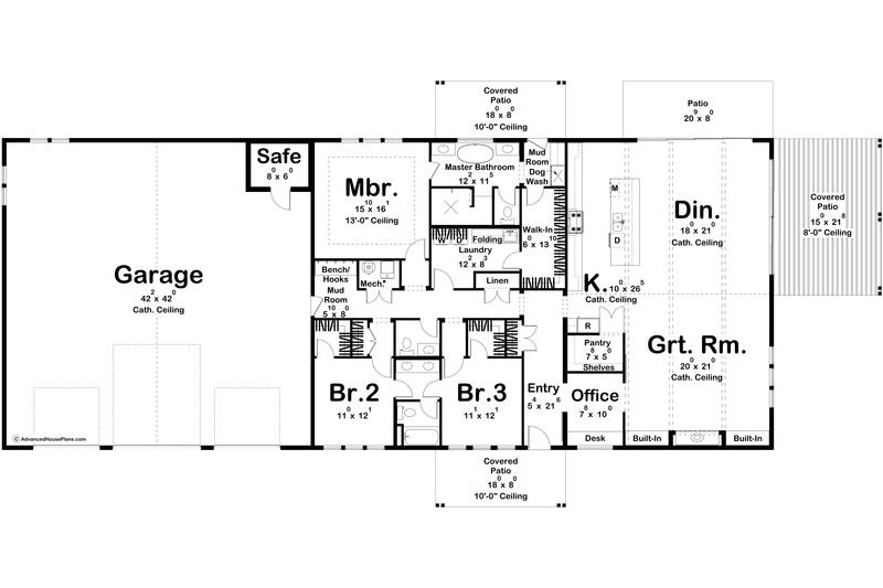 House Blueprint - Floor Plan - Main Floor for Barndominium House Plan #455-612 - 3 bed, 2.5 bath