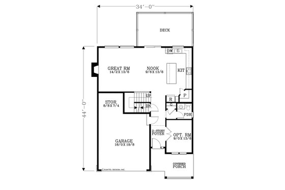Floor Plan - Main Floor for Craftsman House Plan #53-556 - 4 bed, 3.5 bath