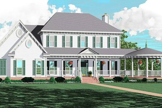 Exterior - Front Elevation for Southern House Plan #81-341 - 4 bed, 3.5 bath