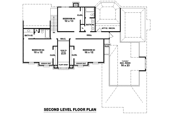 Floor Plan - Upper Floor for European House Plan #81-1066 - 4 bed, 3.5 bath