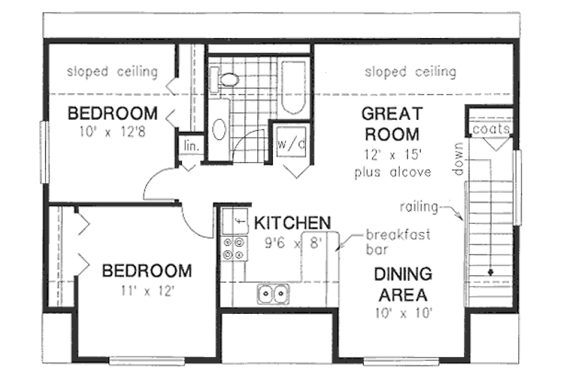 Architectural House Design - Floor Plan - Upper Floor for Bungalow House Plan #18-4520 - 2 bed, 1 bath