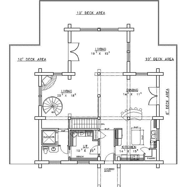 Home Plan - Log Floor Plan - Main Floor Plan #117-123