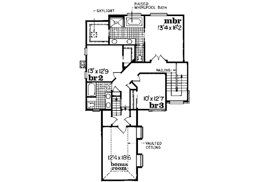 Floor Plan - Upper Floor for Traditional House Plan #47-605 - 3 bed, 2.5 bath