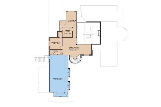 Floor Plan - Upper Floor for European House Plan #923-293 - 5 bed, 4 bath