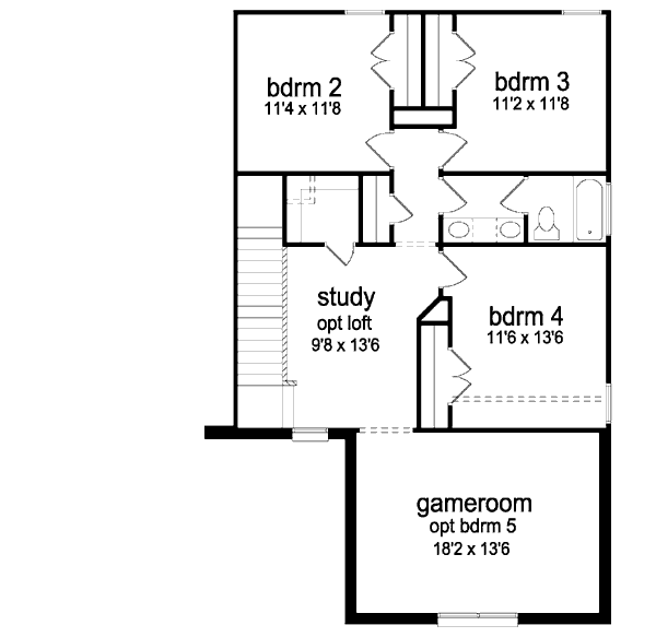 Traditional Floor Plan - Upper Floor Plan #84-365